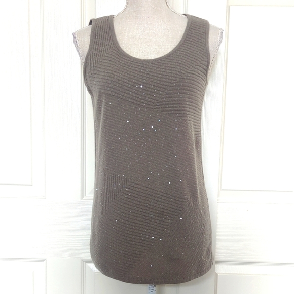 Lafayette 148 Cashmere Sequin Sleeveless Sweater Shell - Picture 1 of 8